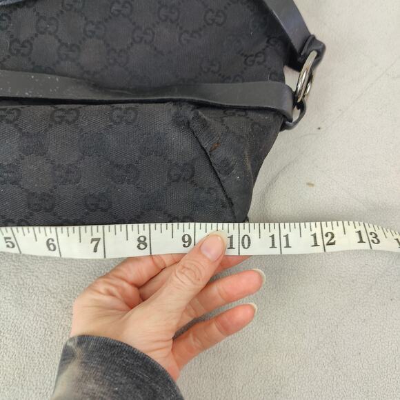 Gucci Black Monogram Shoulder Bag Black Canvas Leather Horsebit Bondage Tote - Picture 11 of 14